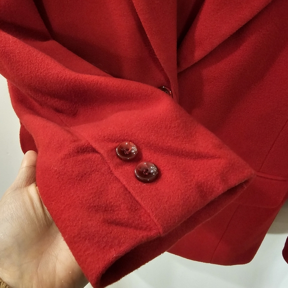 VTG | Korinna Crimson Red Wool & Cashmere Blend Blazer Jacket - Small to Medium - Picture 5 of 8
